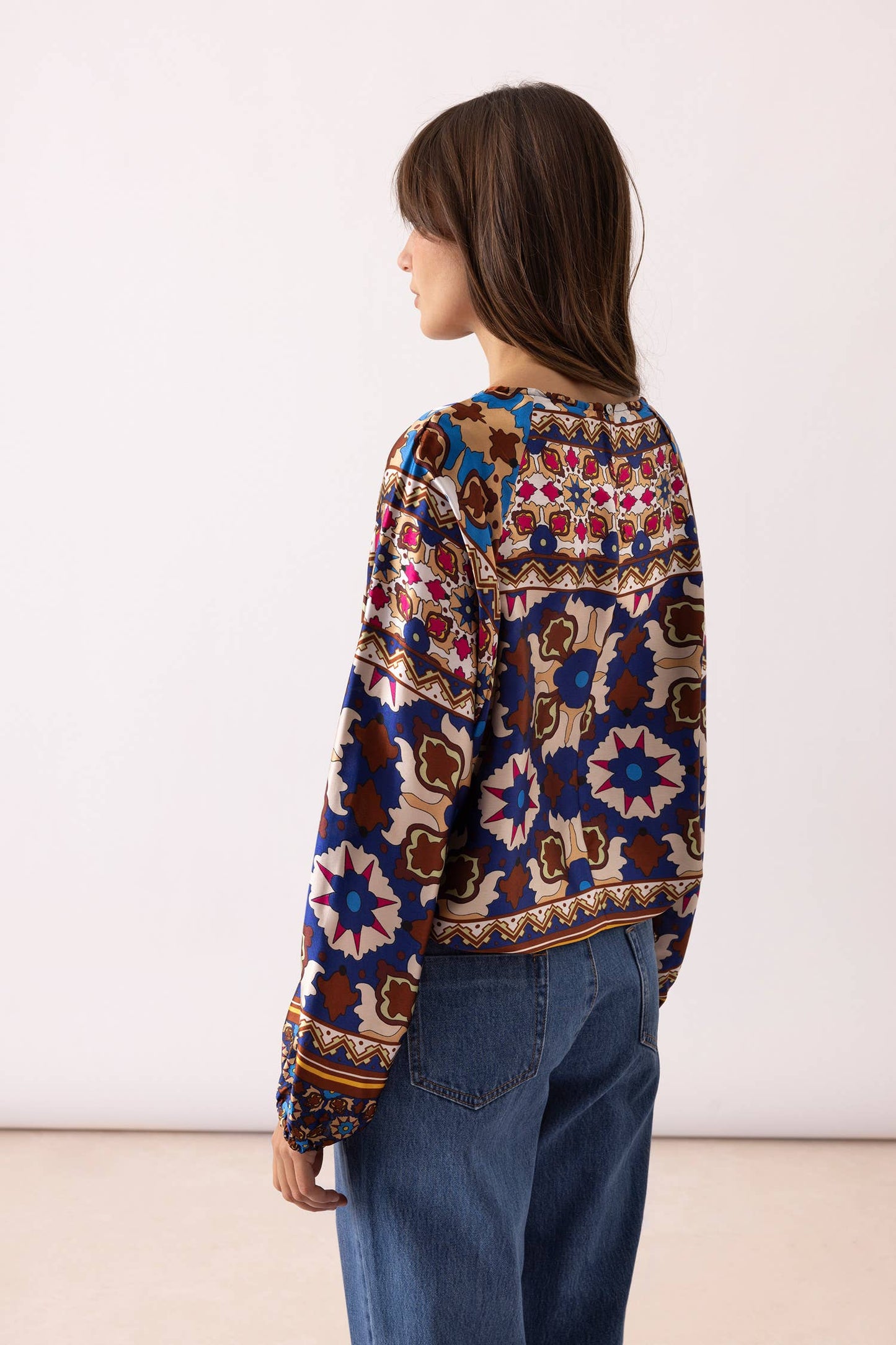 Blusa Efeito Cetim Estampada (416466-188): S