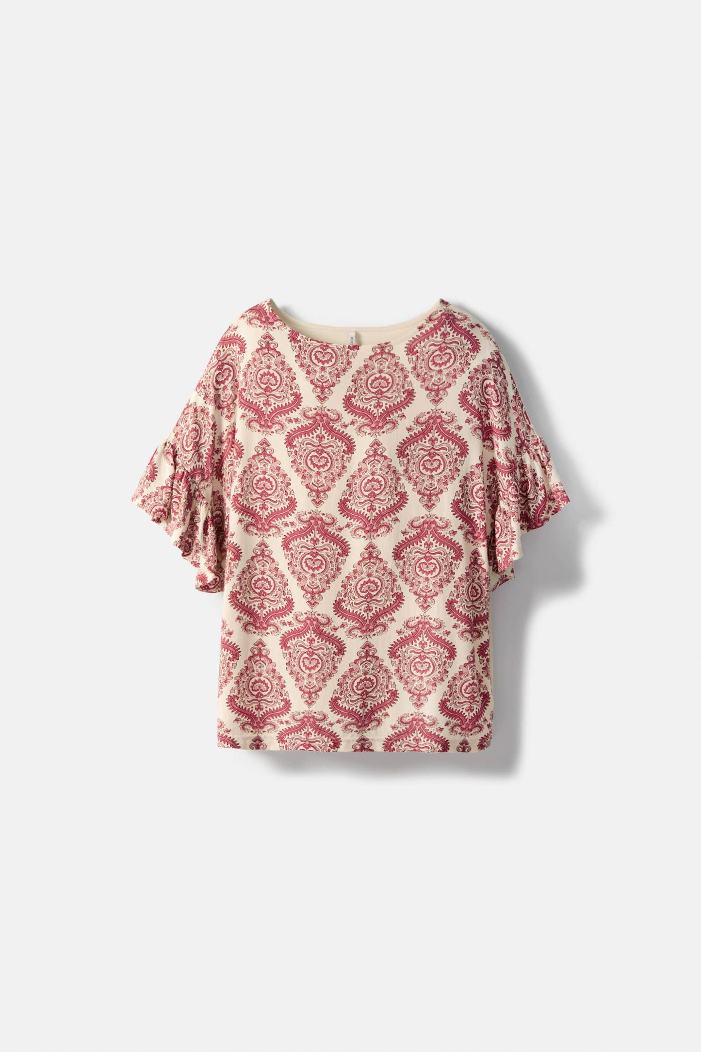 T-shirt estampada com folhos (454247-188): M