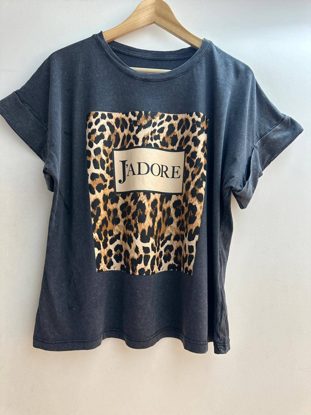 16037 T-shirt estampada com J'ADORE tamanho único    : Preto / Tamanho único