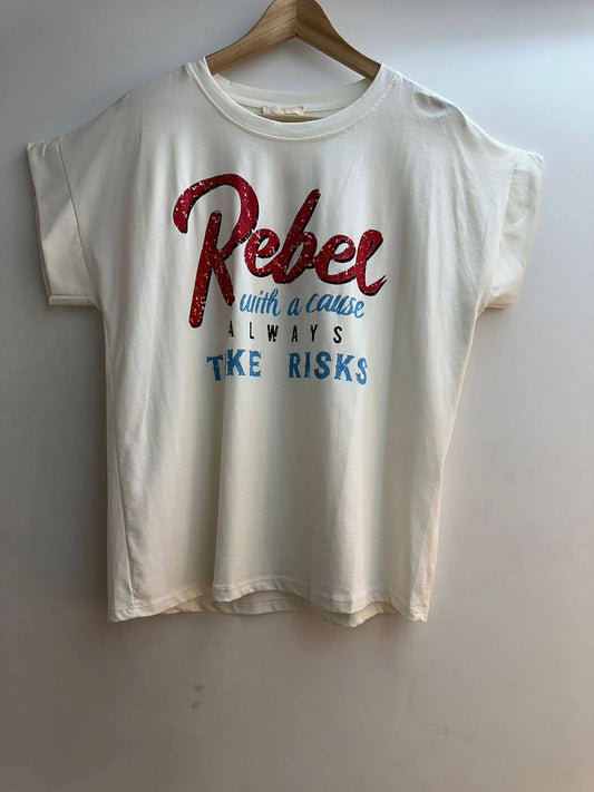 8131-14 t-shirt estampada tamanho único : Branco / Tamanho único
