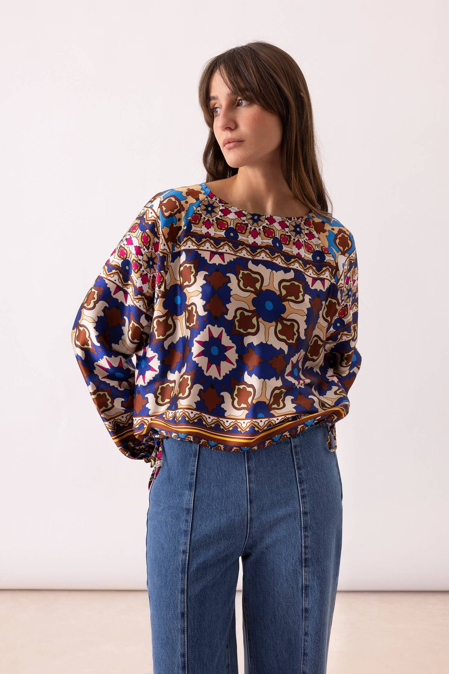 Blusa Efeito Cetim Estampada (416466-188): S