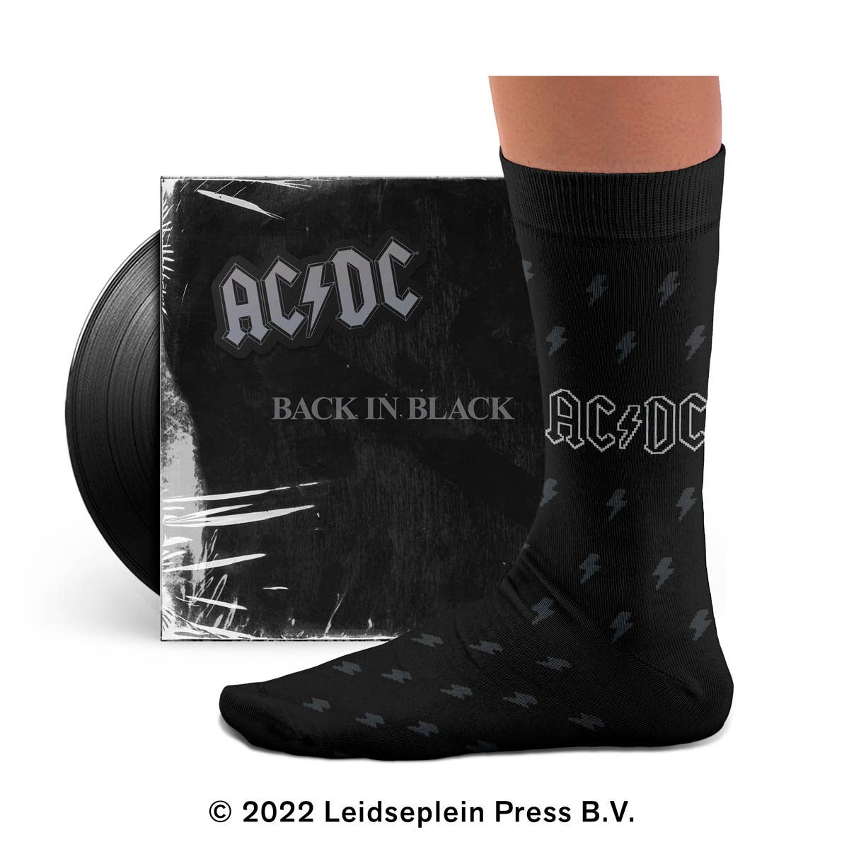 Presente de Meias Pretas AC/DC Back in Black: M: 36-40 UK (4-7) US (4½-7½)