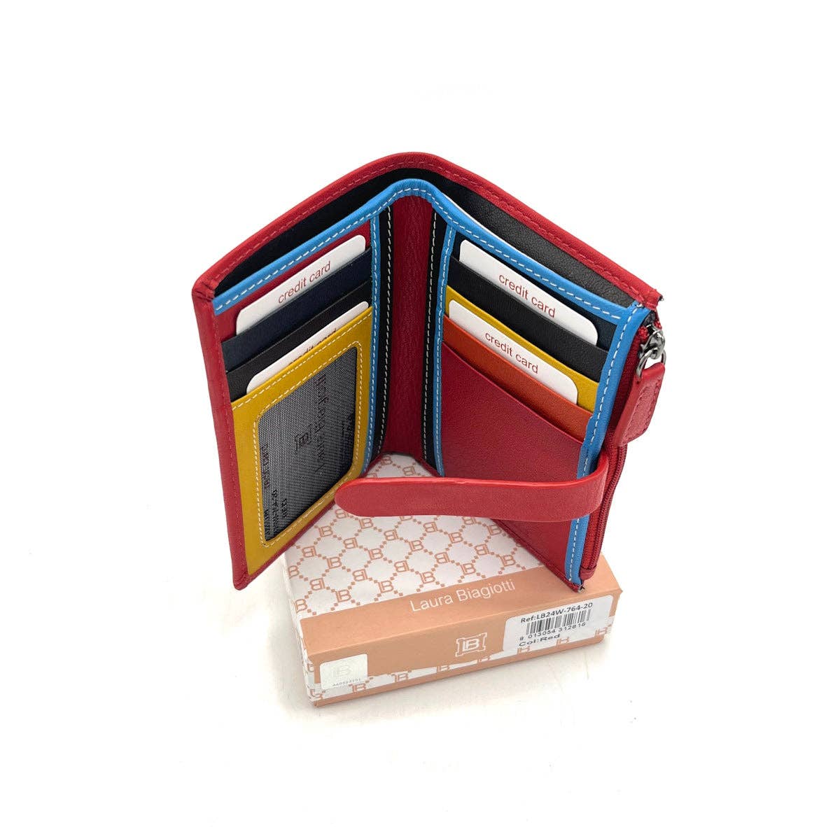 Carteira em pele genuína, para mulher, Laura Biagiotti, arte. LB24764-20: Preto