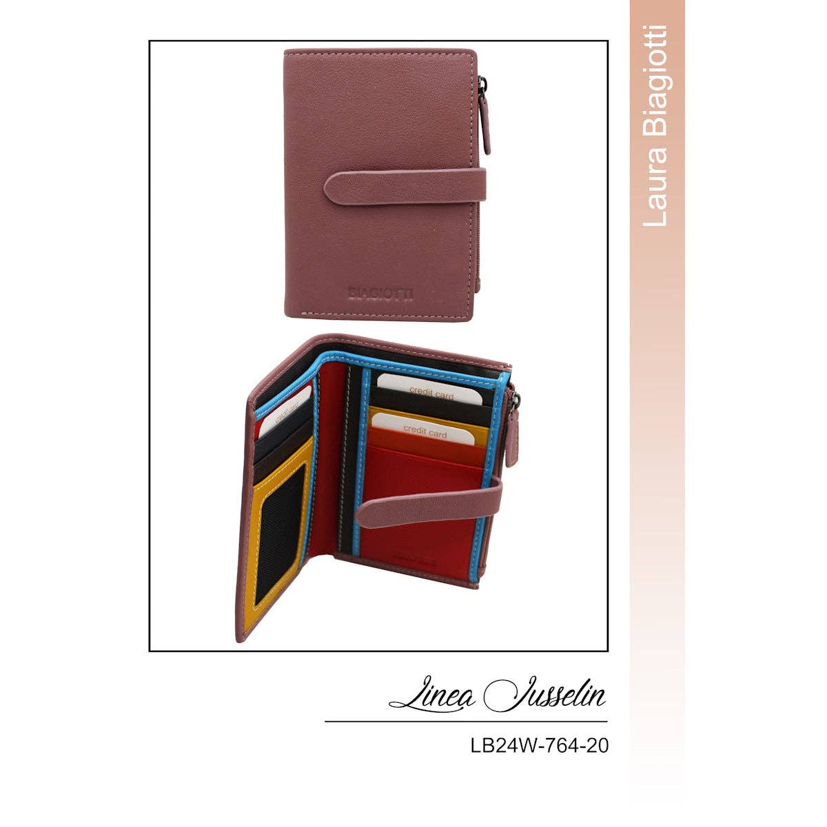 Carteira em pele genuína, para mulher, Laura Biagiotti, arte. LB24764-20: Preto