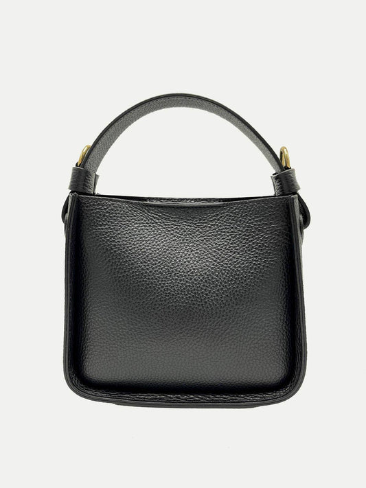 Mala de mão em pele genuína, Made in Italy, art. 112303: Preto
